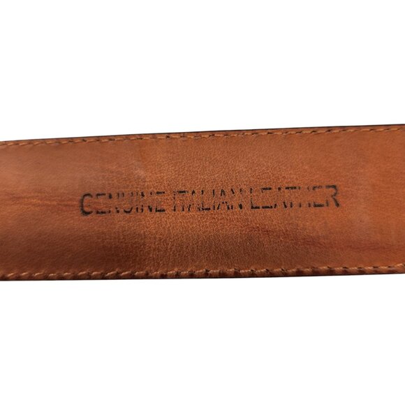 Men's Brown Italian Leather Belt Crocodile-Embossed With Silver Buckle 42" x 1" - Picture 6 of 8